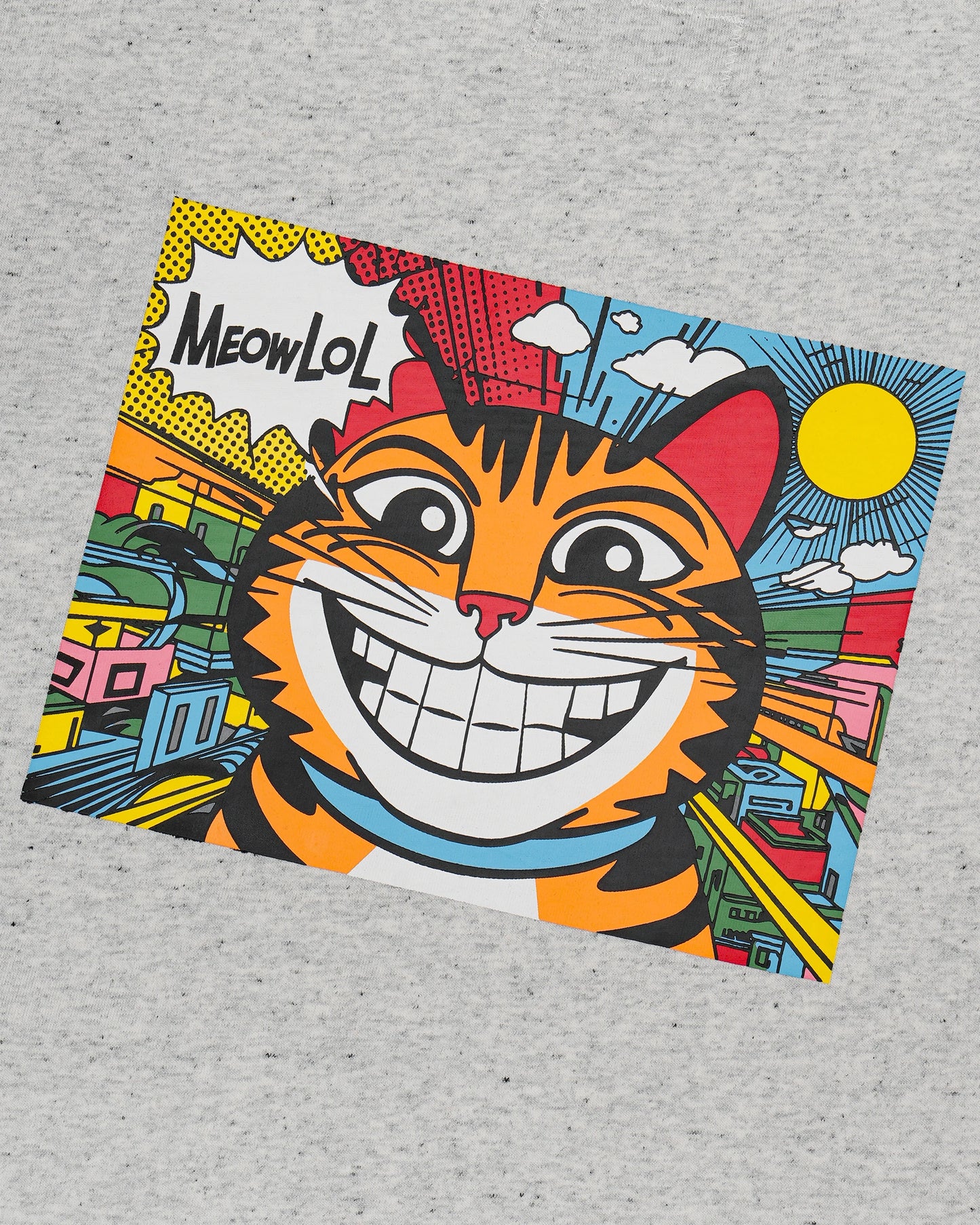 MEOWLOL POP ART SHOULDER PLEATED EASY FIT GRAPHIC T-SHIRT