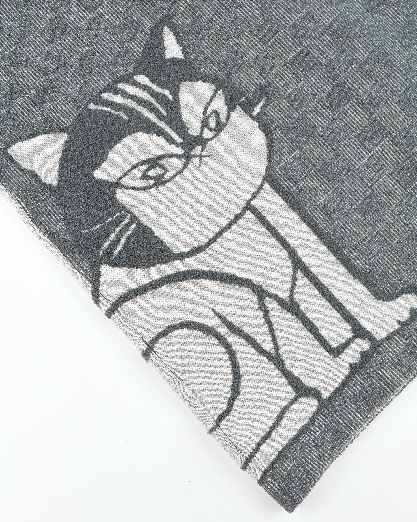 MEOWLOL CAT KNITTED SHORT SLEEVES ZIP-UP SHIRT