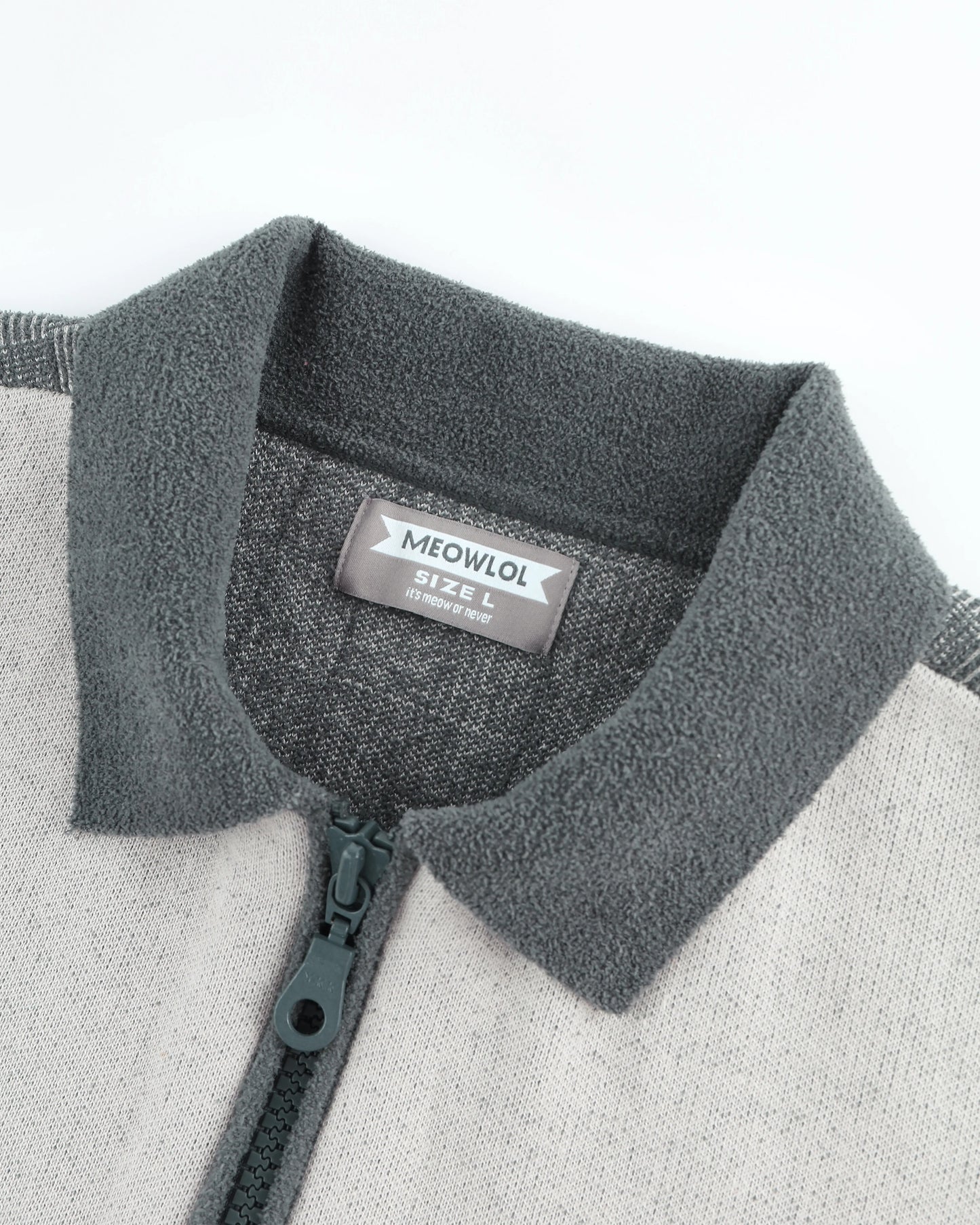 MEOWLOL CAT KNITTED SHORT SLEEVES ZIP-UP SHIRT