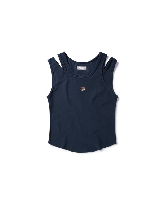 MEOWLOL EMB LOGO RIBBED TANK TOP