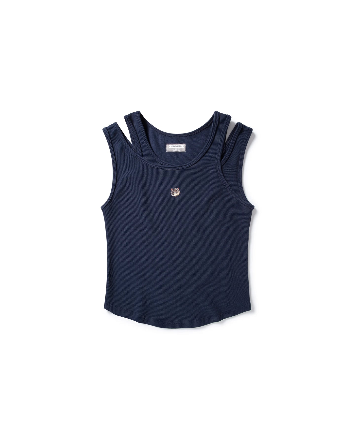 MEOWLOL EMB LOGO RIBBED TANK TOP