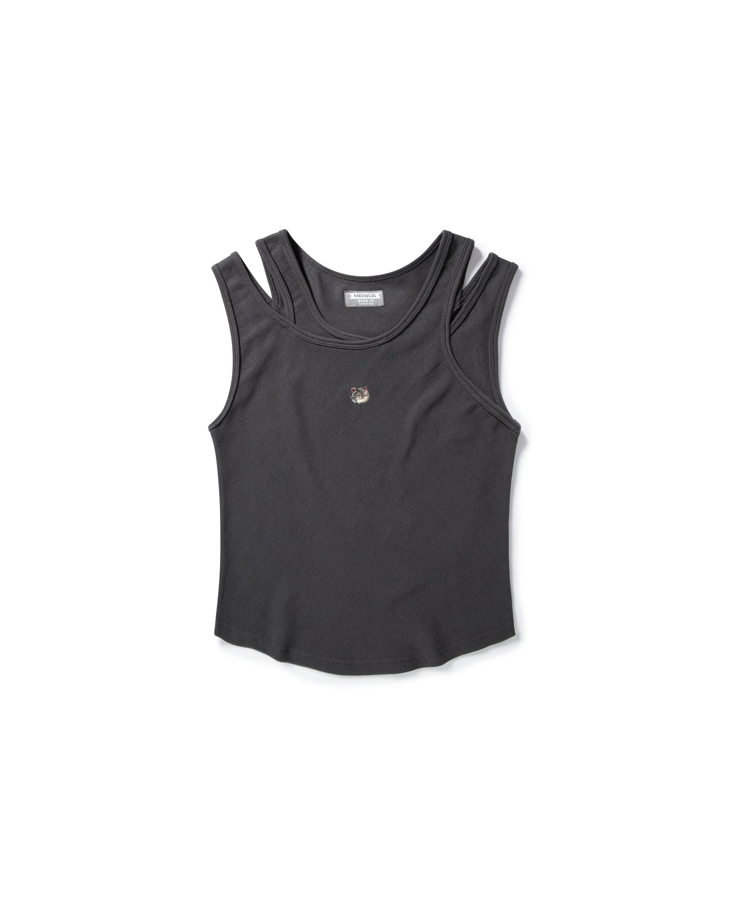 MEOWLOL EMB LOGO RIBBED TANK TOP