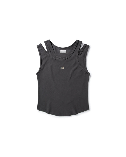 MEOWLOL EMB LOGO RIBBED TANK TOP
