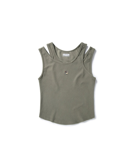 MEOWLOL EMB LOGO RIBBED TANK TOP