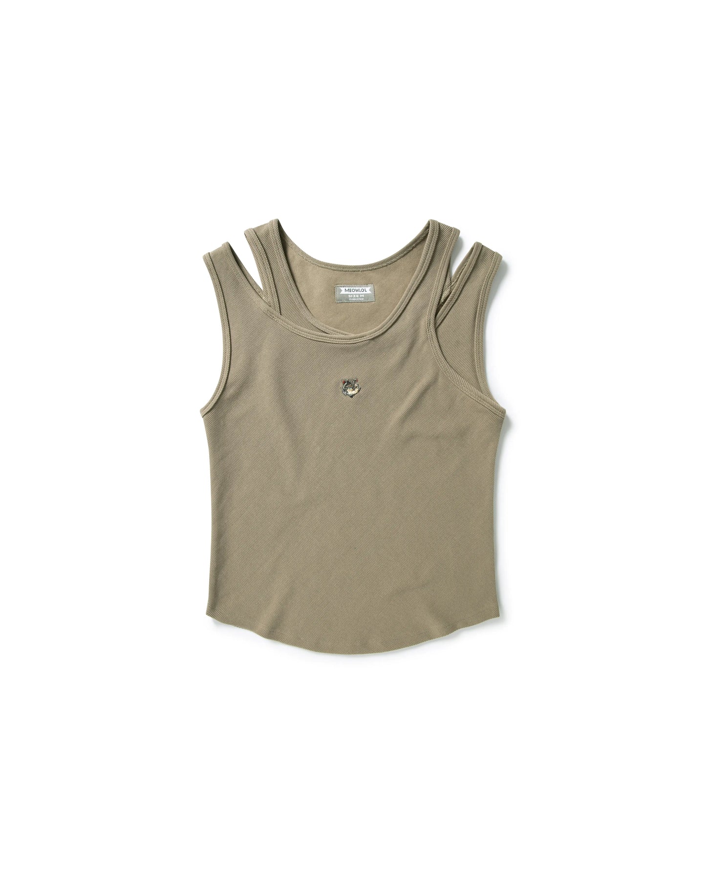 MEOWLOL EMB LOGO RIBBED TANK TOP