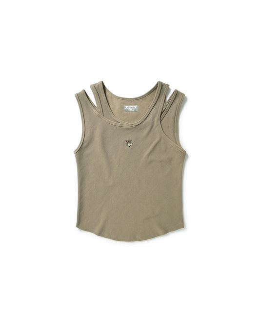MEOWLOL EMB LOGO RIBBED TANK TOP