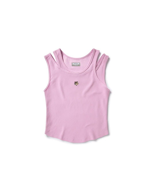MEOWLOL EMB LOGO RIBBED TANK TOP