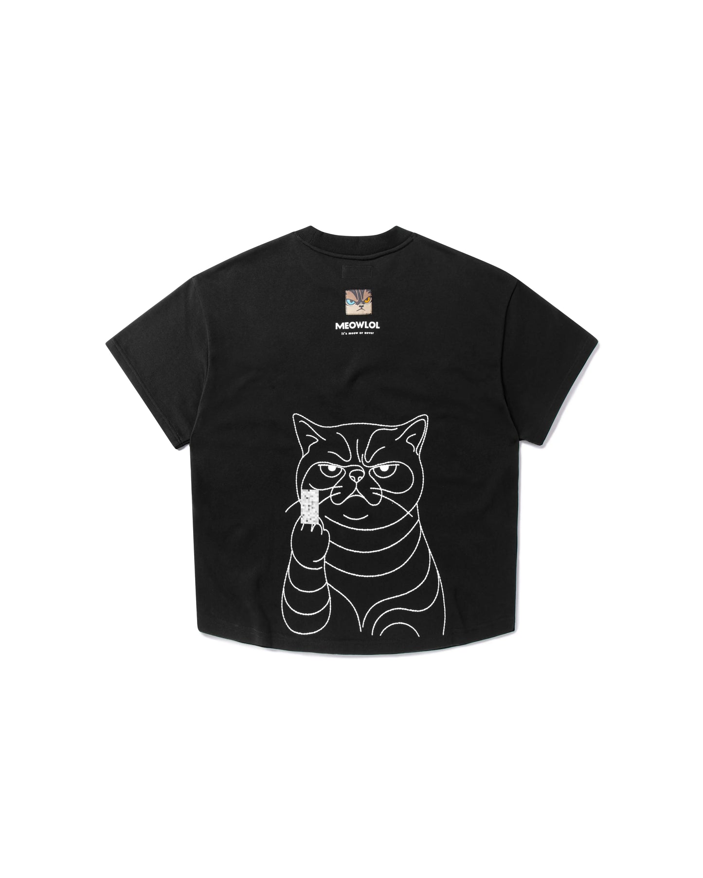 MEOWLOL MID-FINGER ROUND HEM OVERSIZED T-SHIRT