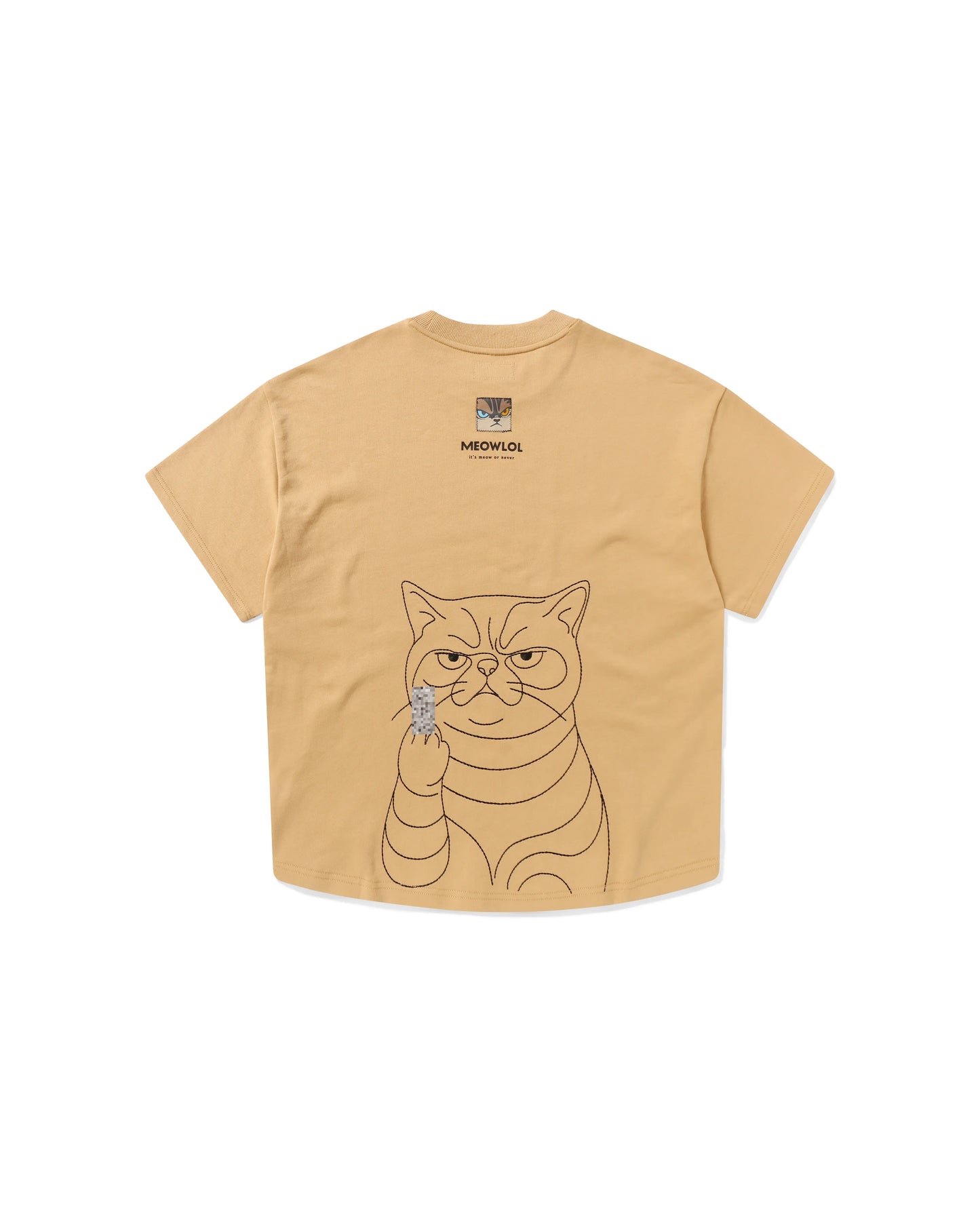 MEOWLOL MID-FINGER ROUND HEM OVERSIZED T-SHIRT