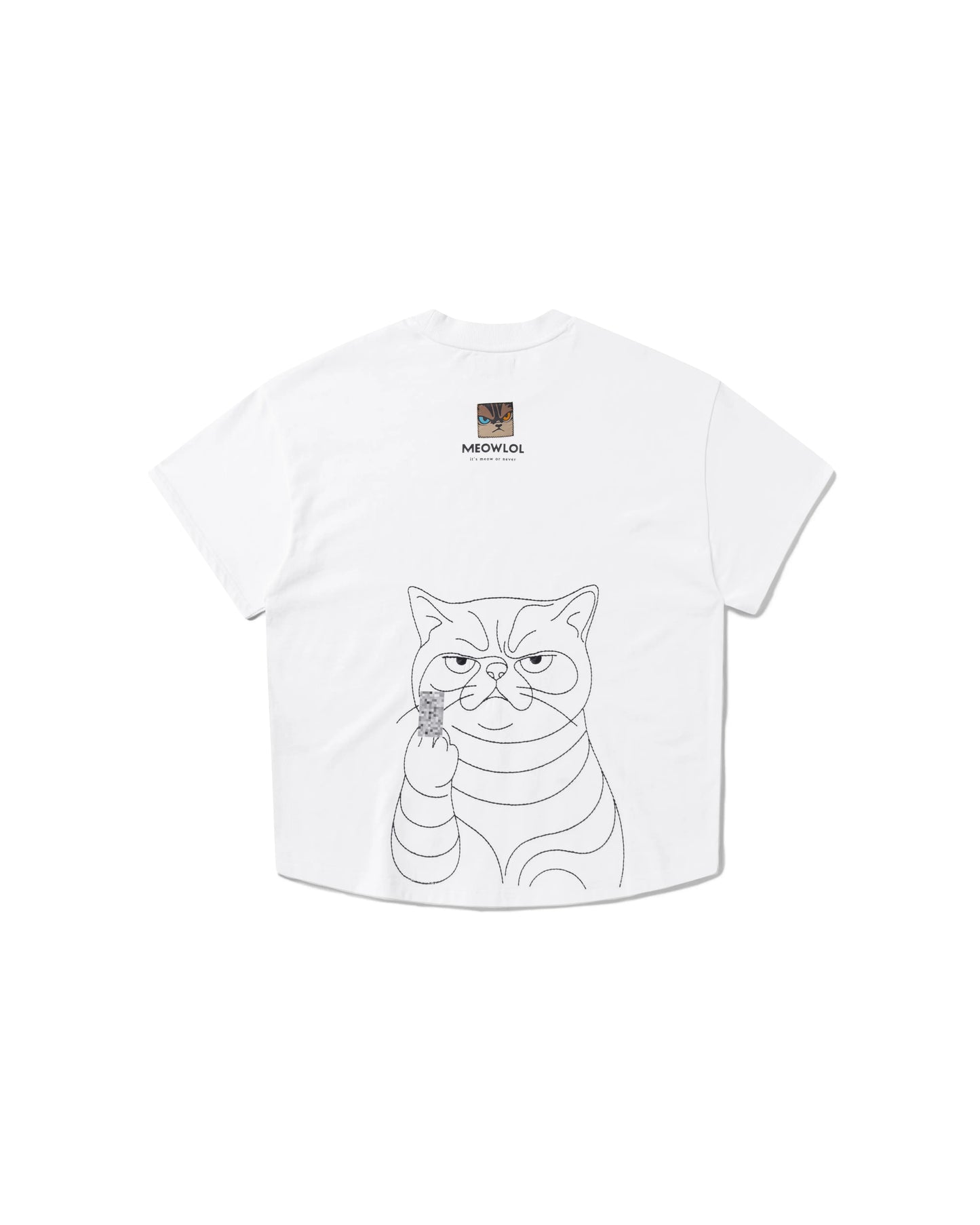 MEOWLOL MID-FINGER ROUND HEM OVERSIZED T-SHIRT