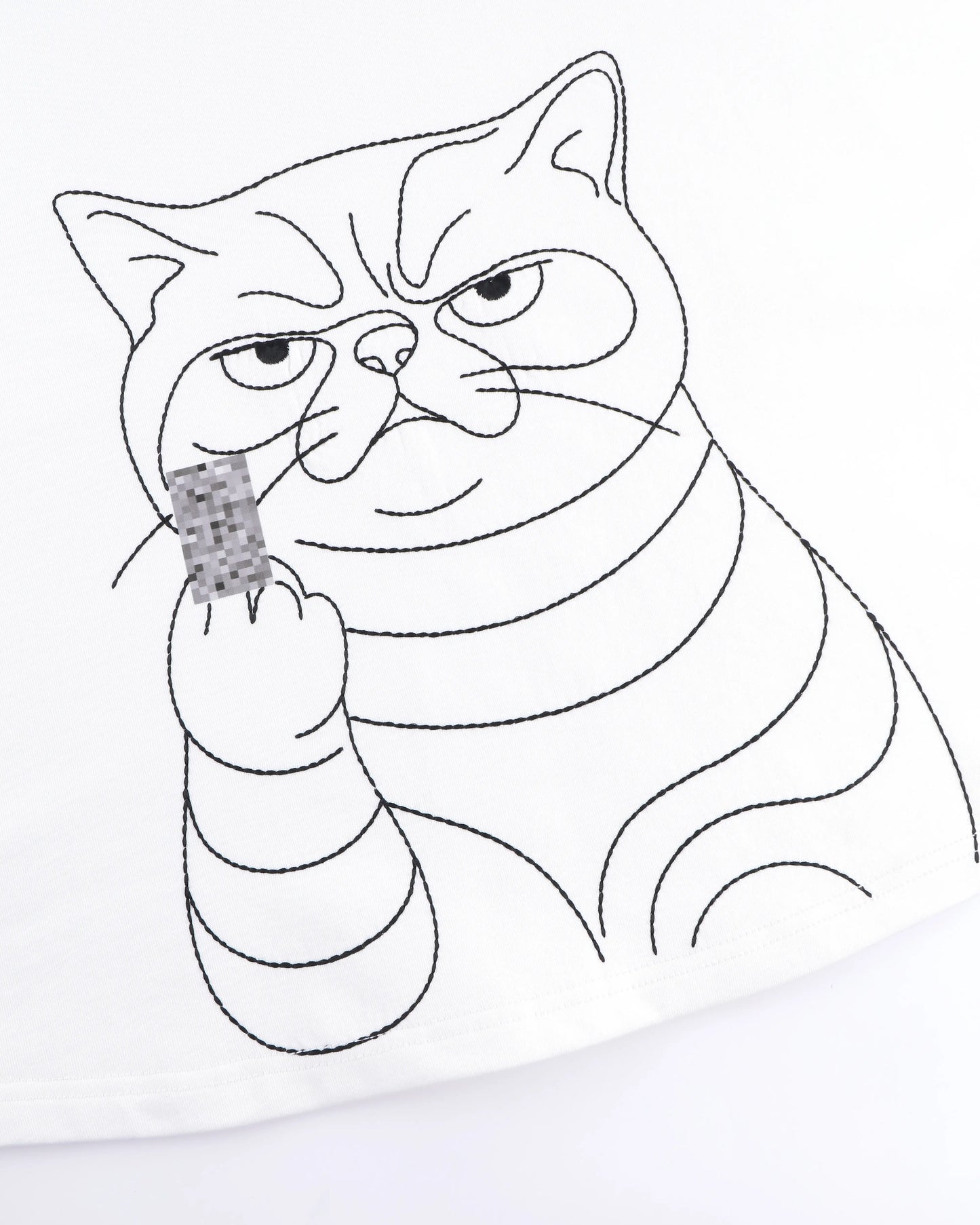 MEOWLOL MID-FINGER ROUND HEM OVERSIZED T-SHIRT