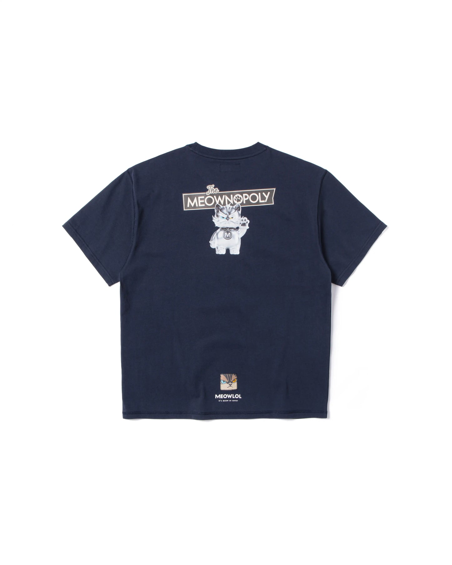 MEOWLOL THE MEOWNOPOLY GRAPHIC PLEATED SLEEVES EASY FIT T-SHIRT