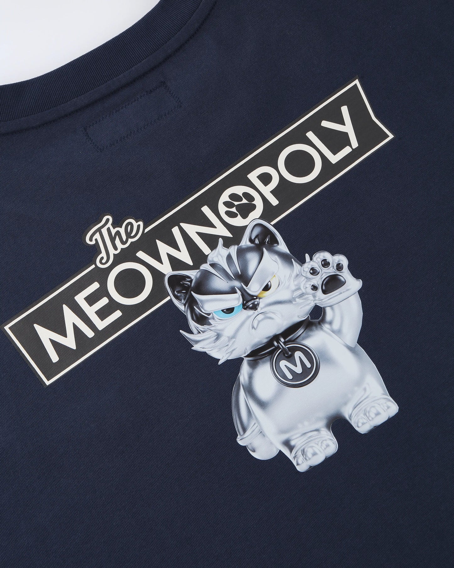 MEOWLOL THE MEOWNOPOLY GRAPHIC PLEATED SLEEVES EASY FIT T-SHIRT