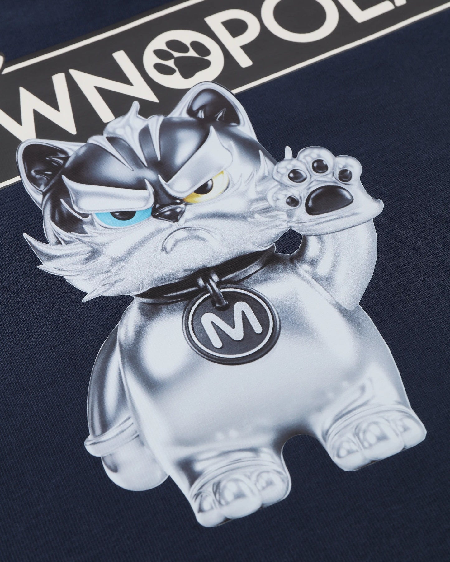 MEOWLOL THE MEOWNOPOLY GRAPHIC PLEATED SLEEVES EASY FIT T-SHIRT
