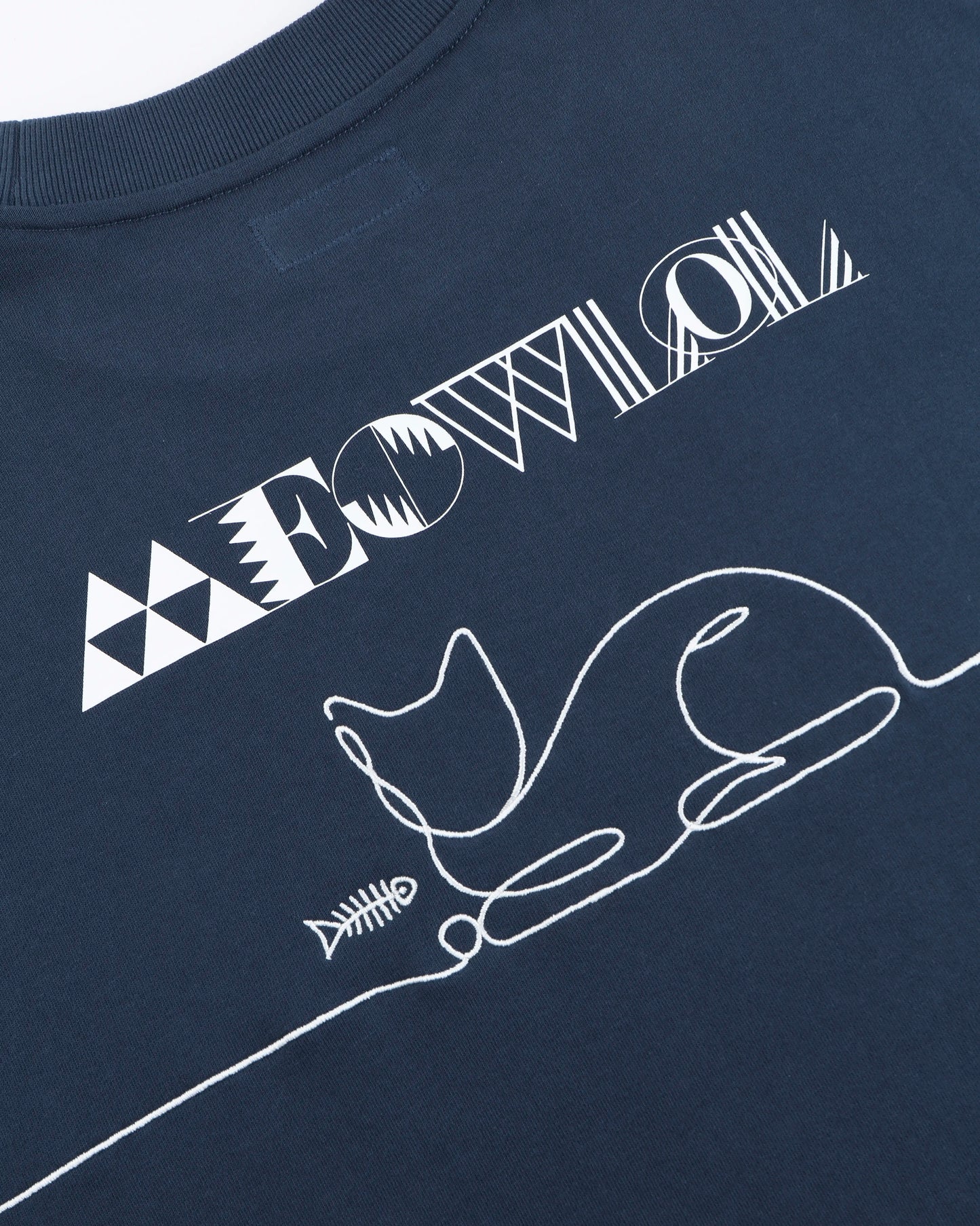 MEOWLOL WORD EMBROIDERY ROUND HEM OVERSIZED T-SHIRT