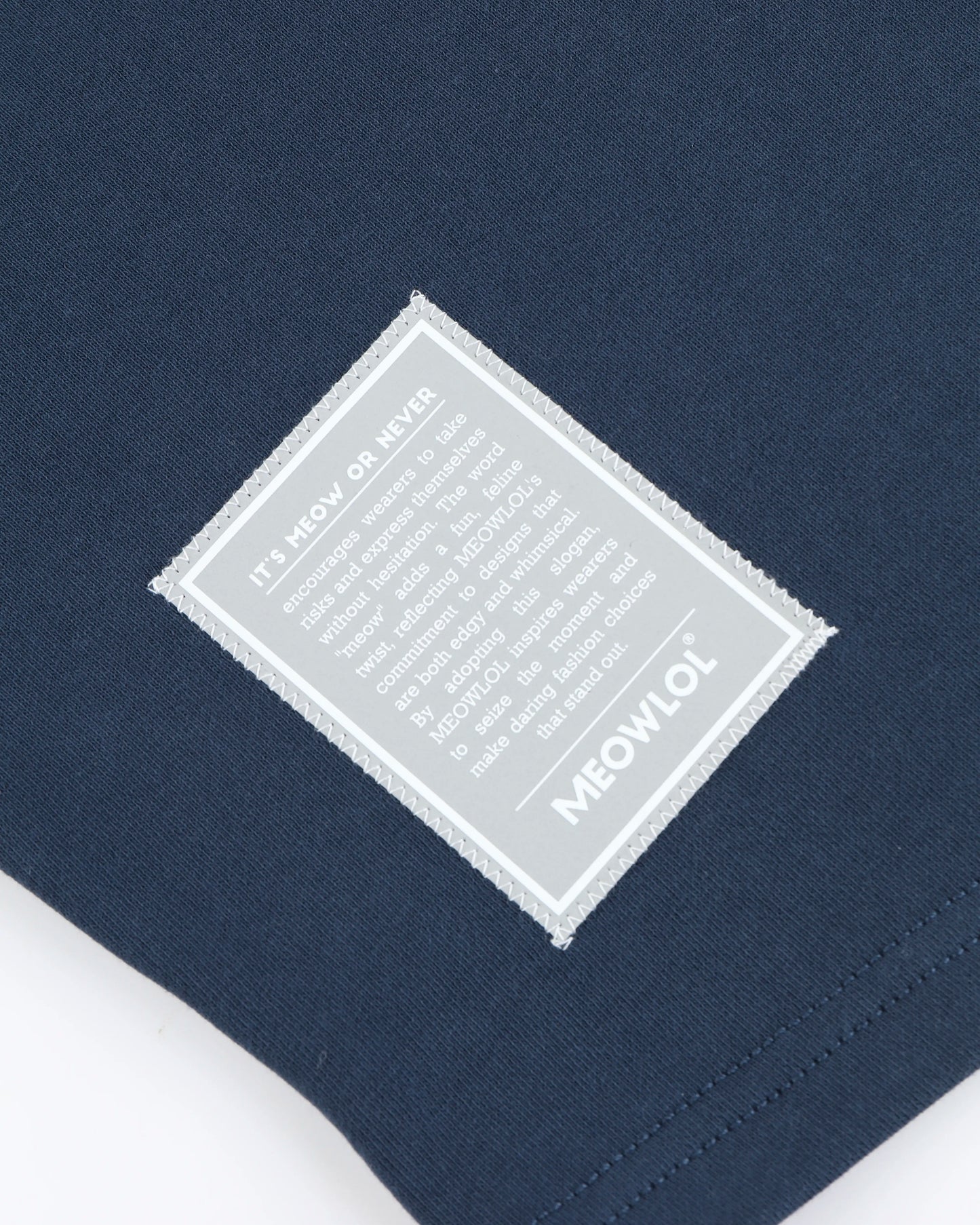 MEOWLOL WORD EMBROIDERY ROUND HEM OVERSIZED T-SHIRT