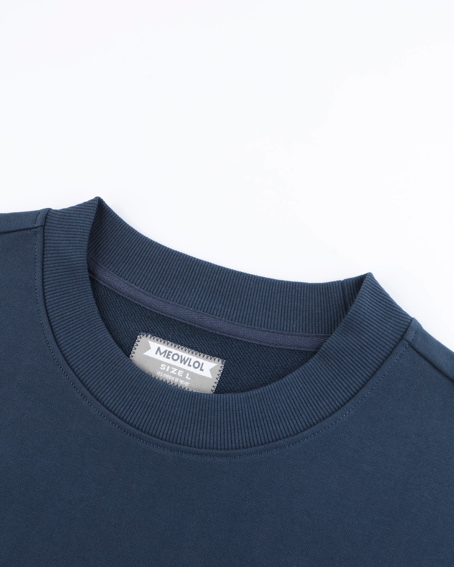 MEOWLOL WORD EMBROIDERY ROUND HEM OVERSIZED T-SHIRT