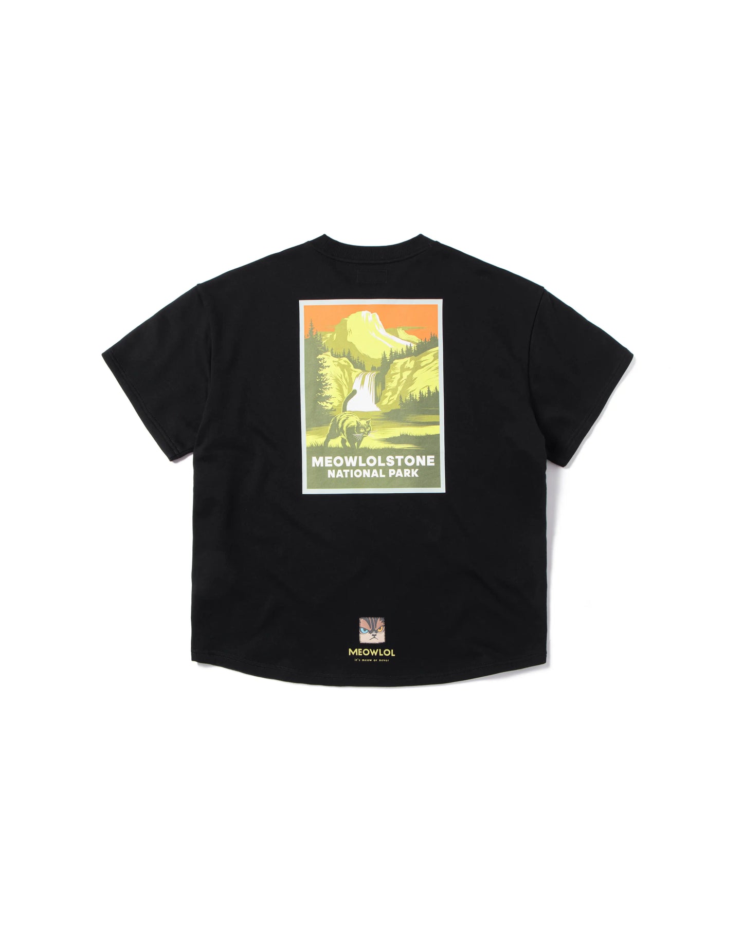 MEOW FACE ROUND HEM OVERSIZED T-SHIRT