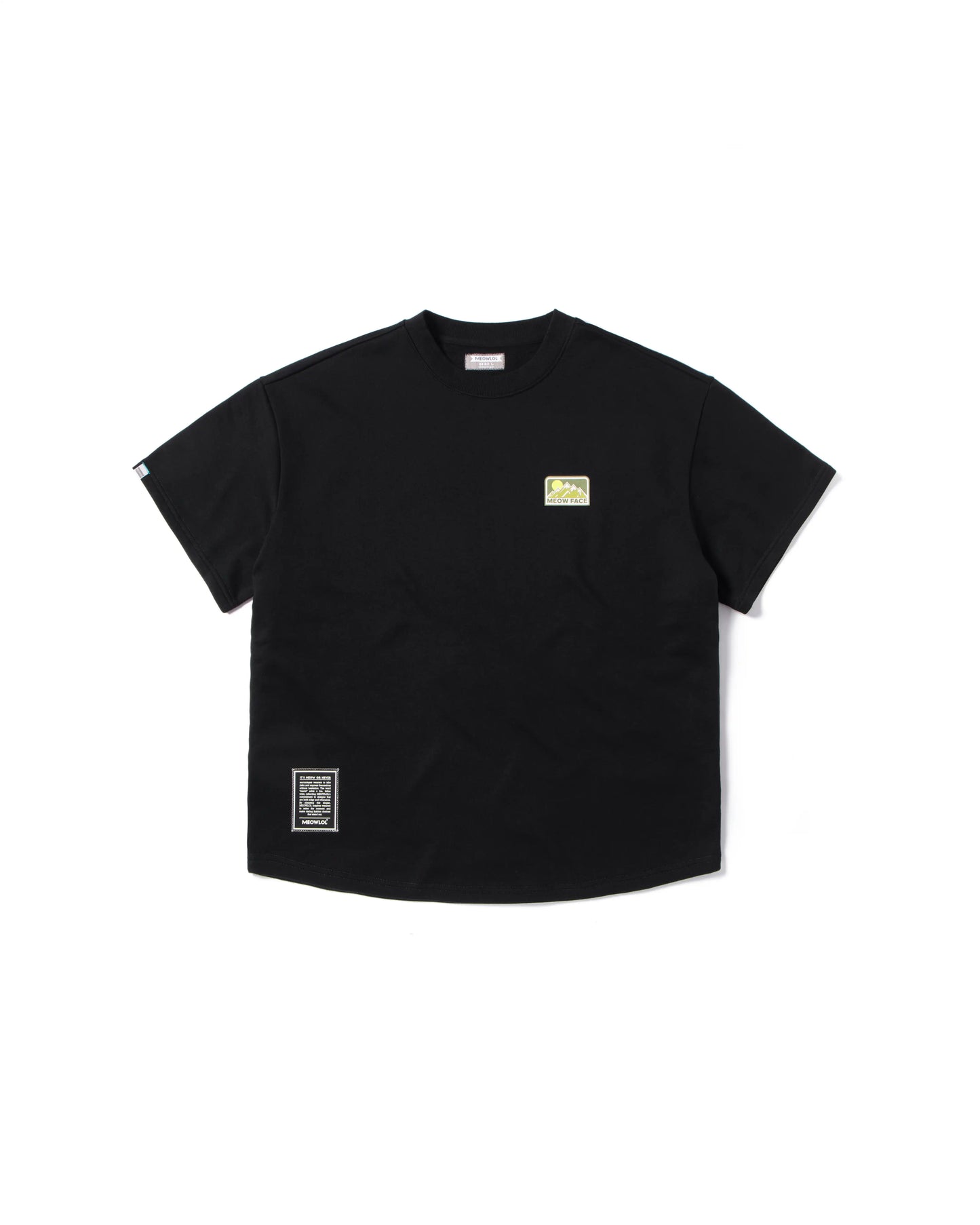 MEOW FACE ROUND HEM OVERSIZED T-SHIRT