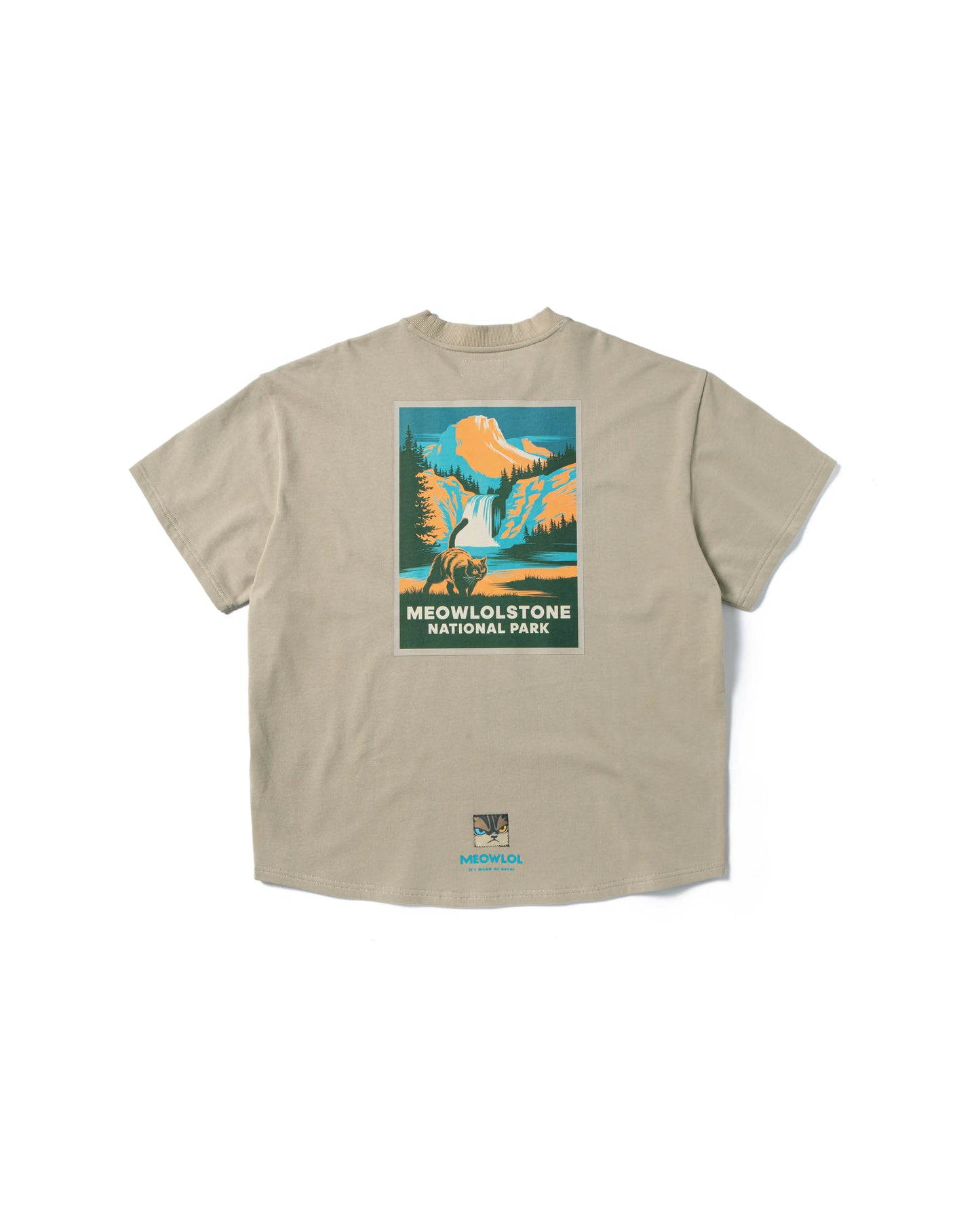 MEOW FACE ROUND HEM OVERSIZED T-SHIRT