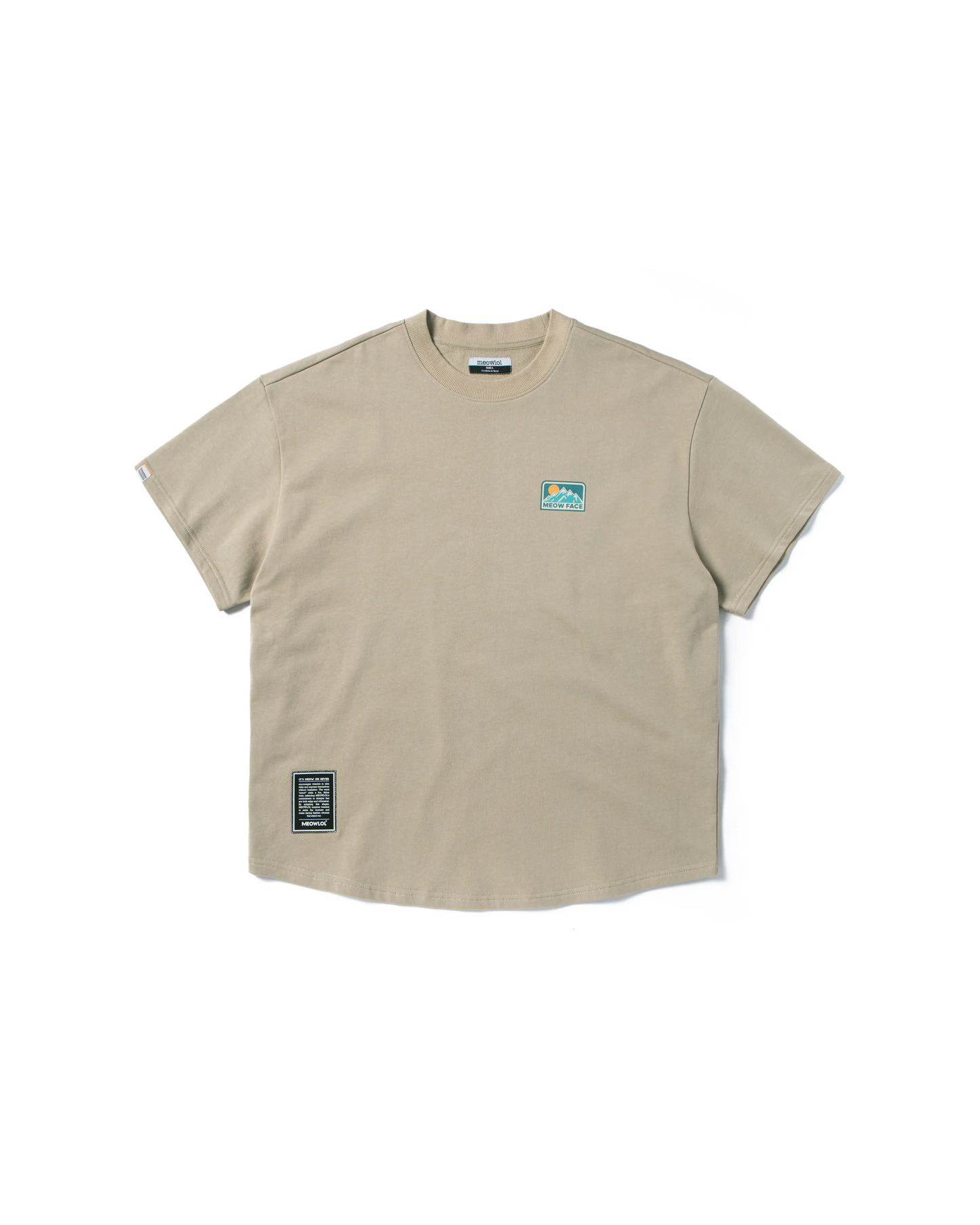 MEOW FACE ROUND HEM OVERSIZED T-SHIRT