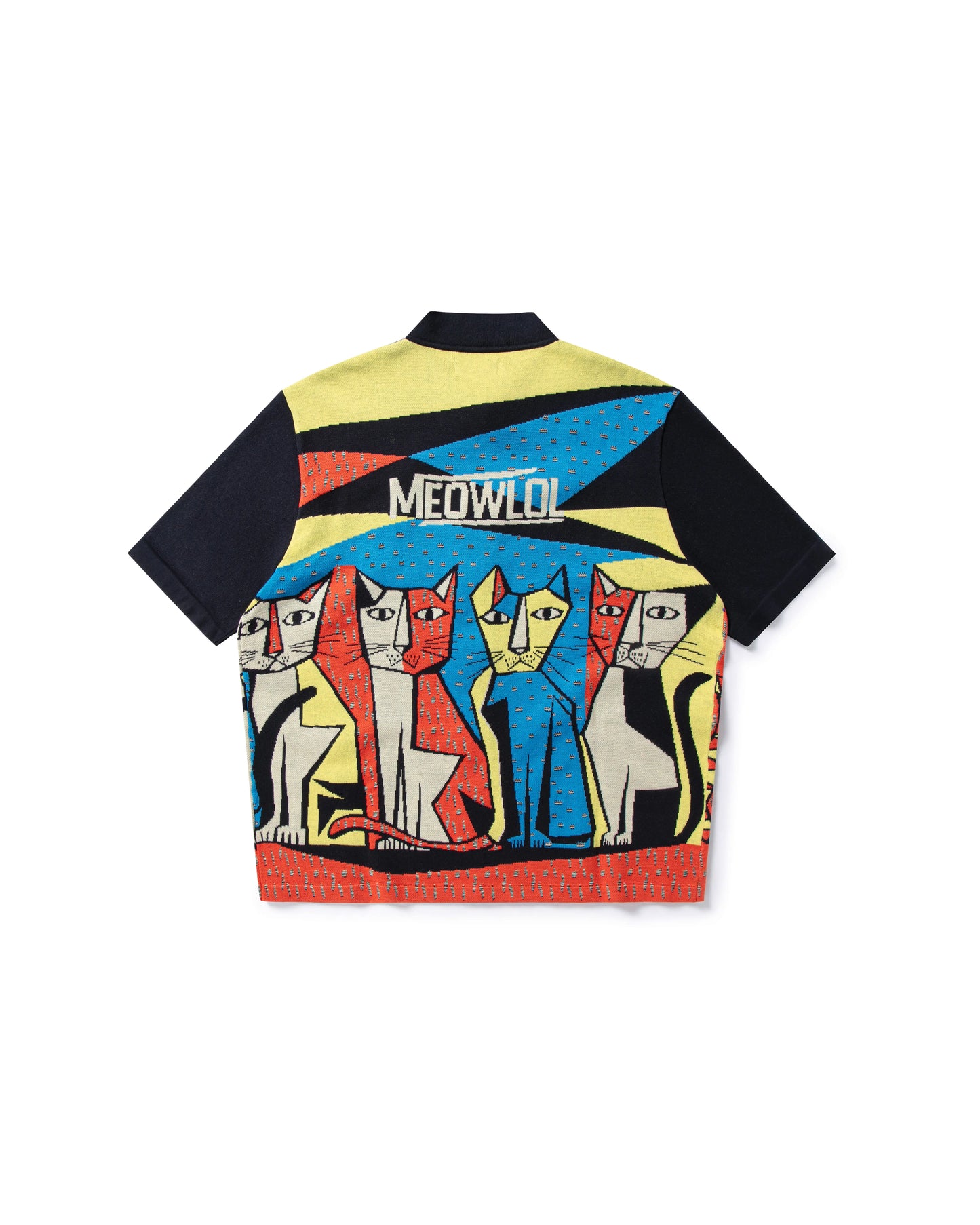 PUZZLE PICASSO CATS KITTED SHORT SLEEVES ZIP FRONT SHIRT