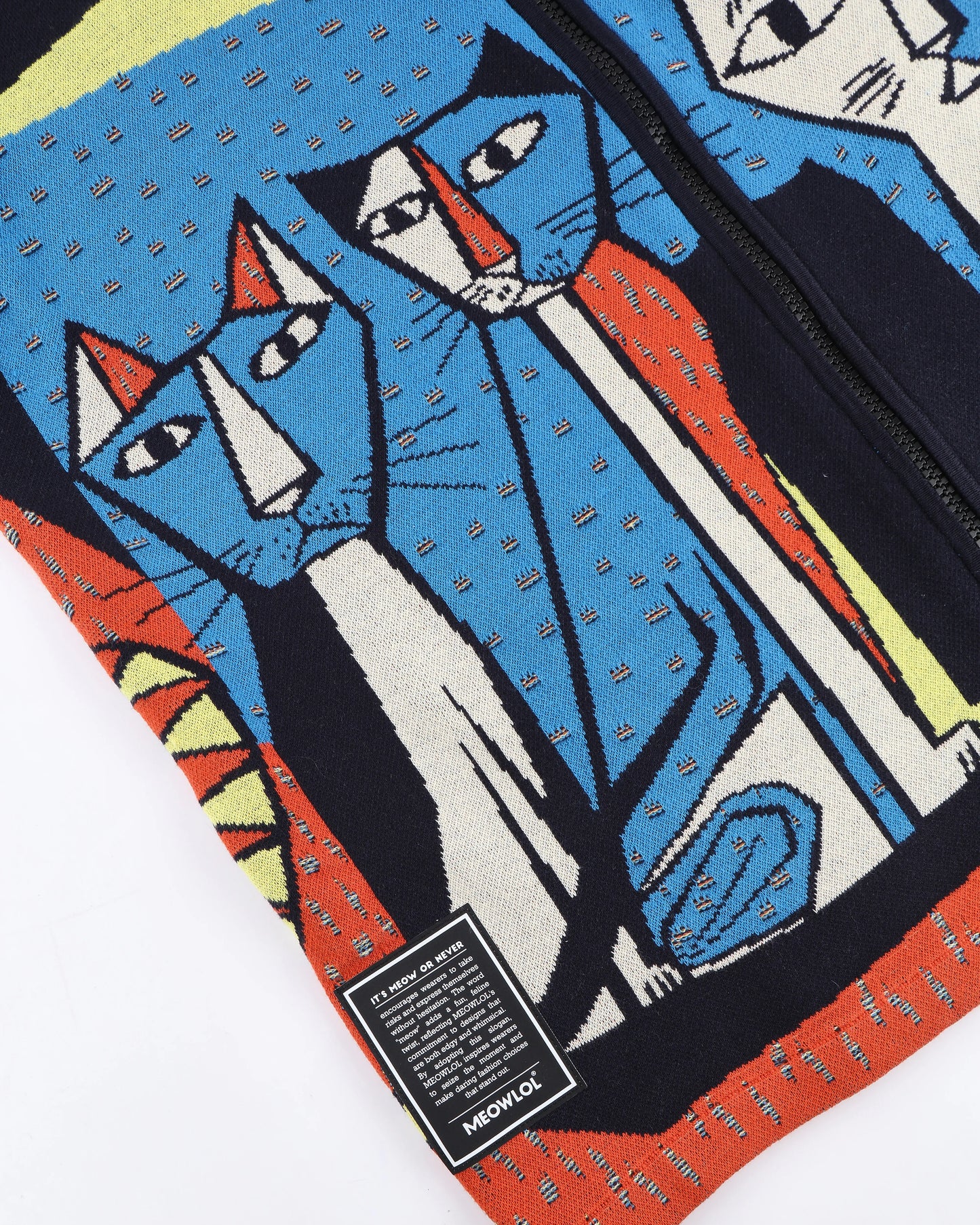 PUZZLE PICASSO CATS KITTED SHORT SLEEVES ZIP FRONT SHIRT