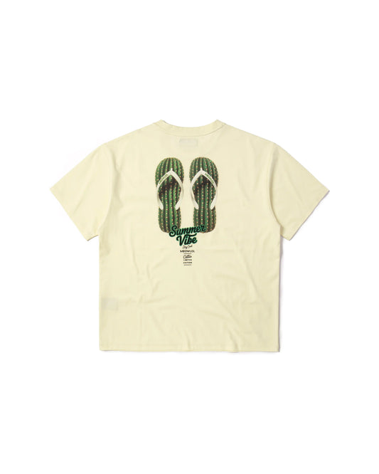 SUMMER VIBE MEOWLOL CATTUS SANDALS PLEATED SLEEVES EASY FIT T-SHIRT