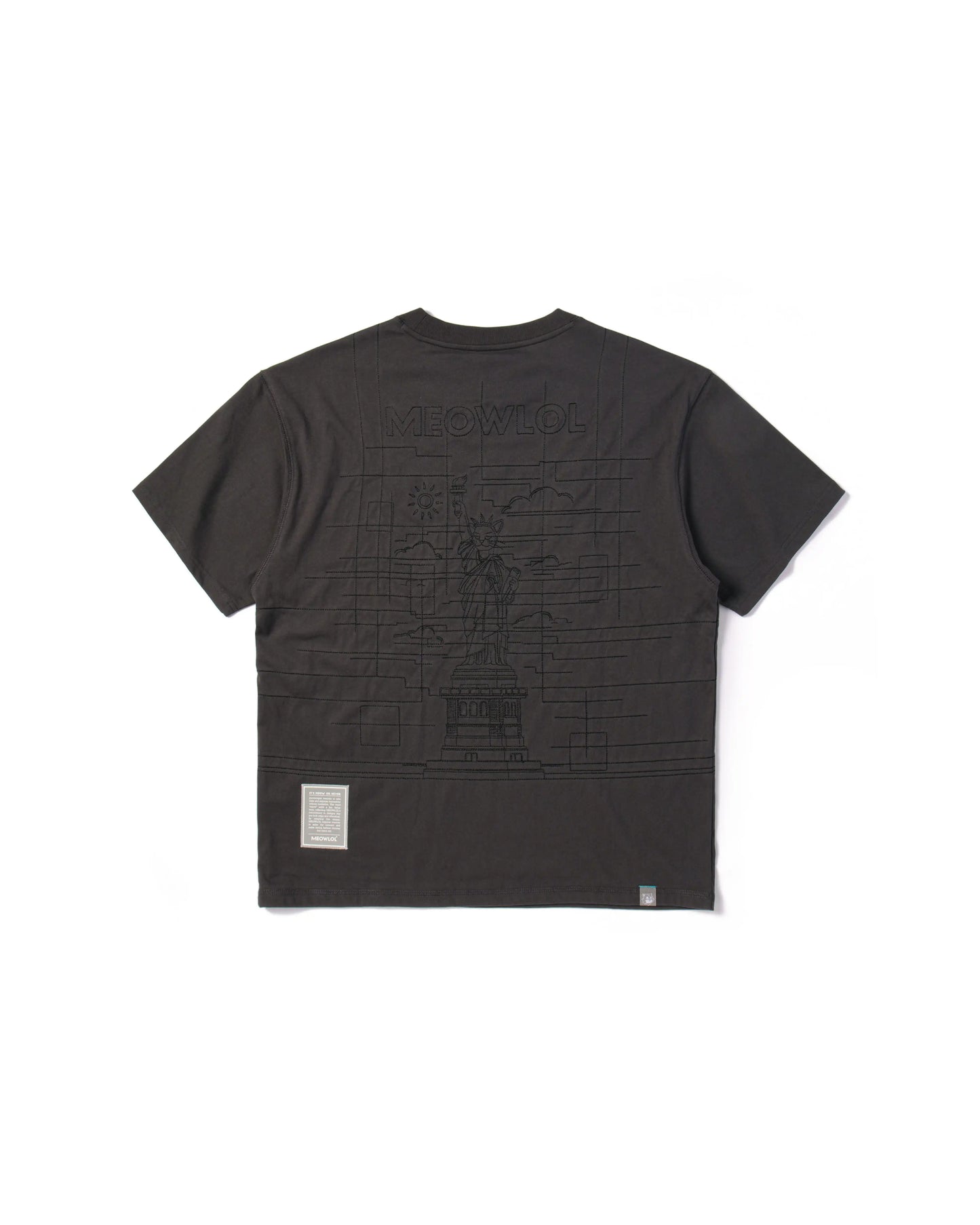 THE CAT STATUE OF LIBERTY PLEATED SLEEVES EASY FIT T-SHIRT
