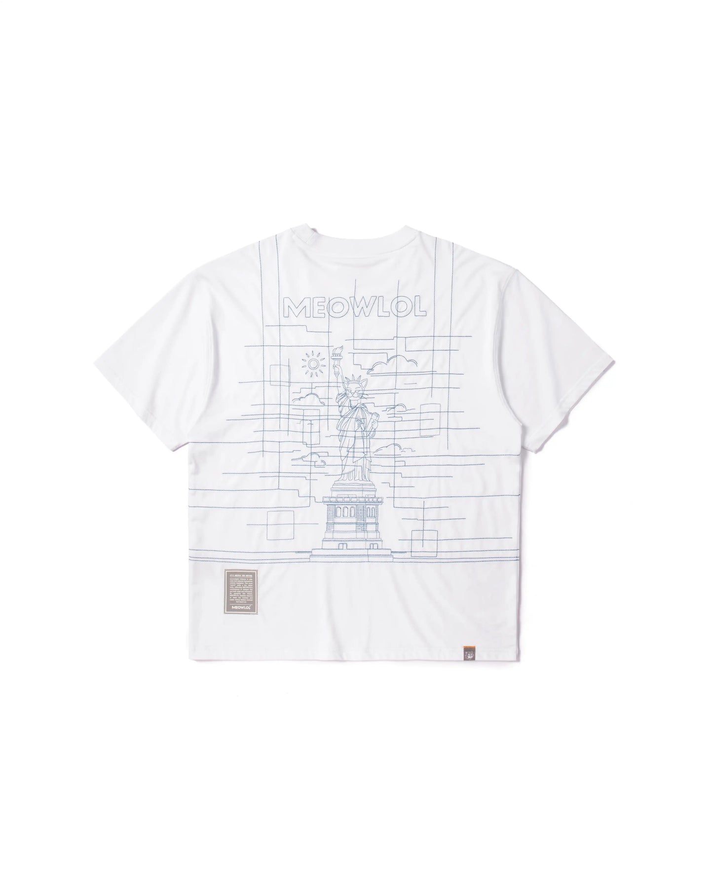 THE CAT STATUE OF LIBERTY PLEATED SLEEVES EASY FIT T-SHIRT