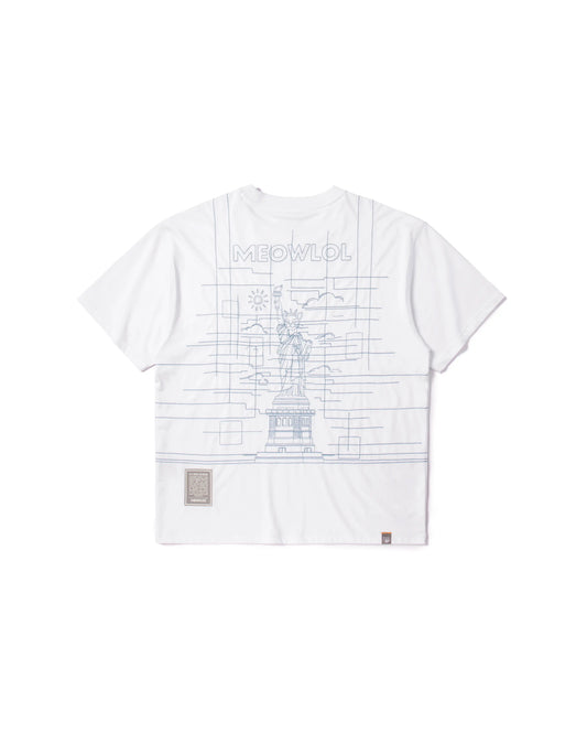 THE CAT STATUE OF LIBERTY PLEATED SLEEVES EASY FIT T-SHIRT