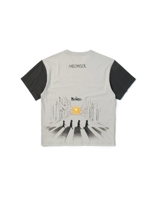 THE MEOWTLES PLEATED SLEEVES EASY FIT T-SHIRT