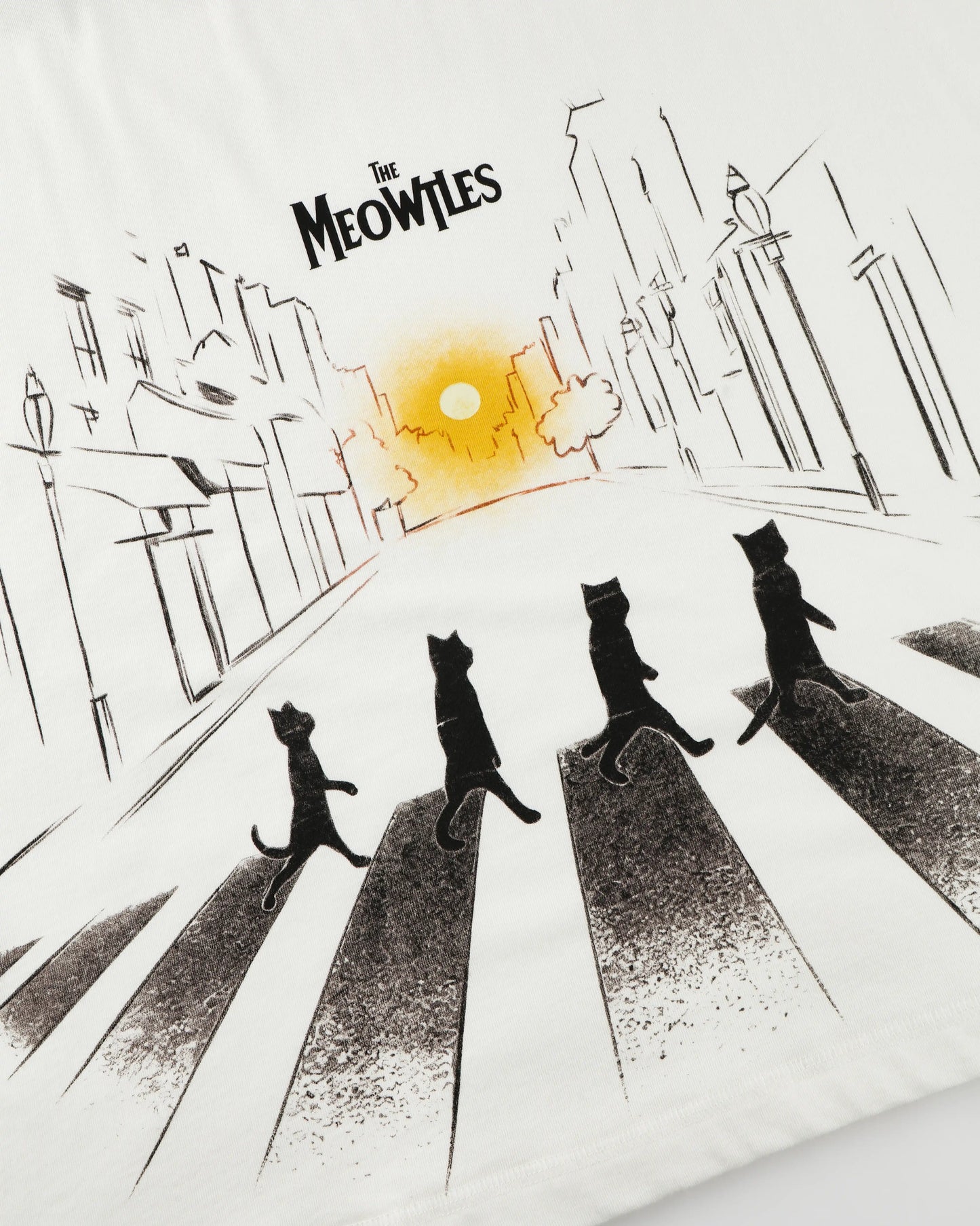 THE MEOWTLES PLEATED SLEEVES EASY FIT T-SHIRT