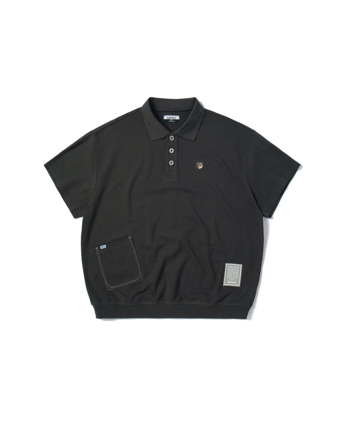 WEAVING LOGO FRONT POCKET OVERSIZED POLO SHIRT